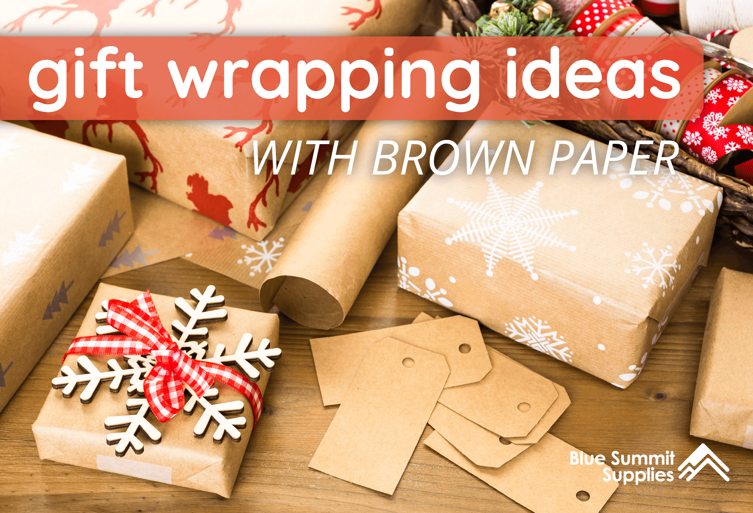 Merry Christmas Eco Gift Wraps Classic Holiday Red Calligraphy Recycled  Kraft Brown Wrapping Paper Rolls Sustainable Gift Wraps 