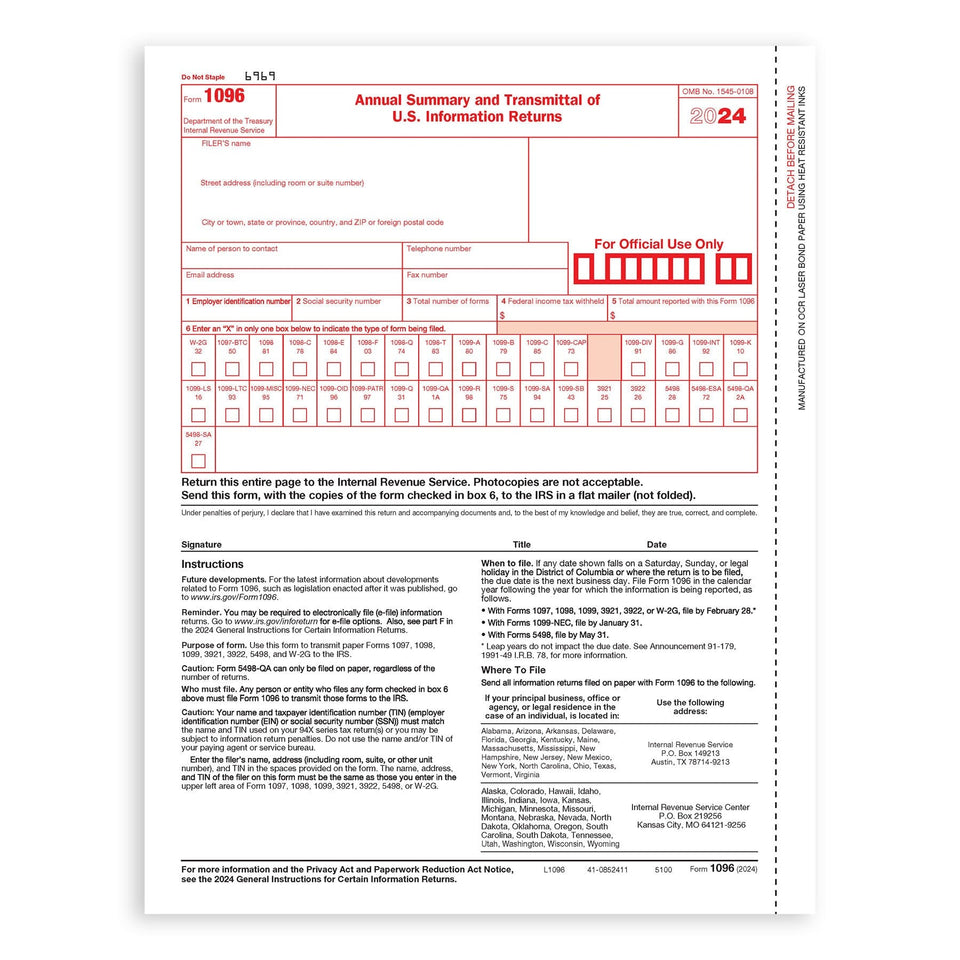 2024 Blue Summit Supplies Tax Forms, 1099 MISC 5 Part Tax Forms Kit, 25 Count 1099 Forms Blue Summit Supplies 