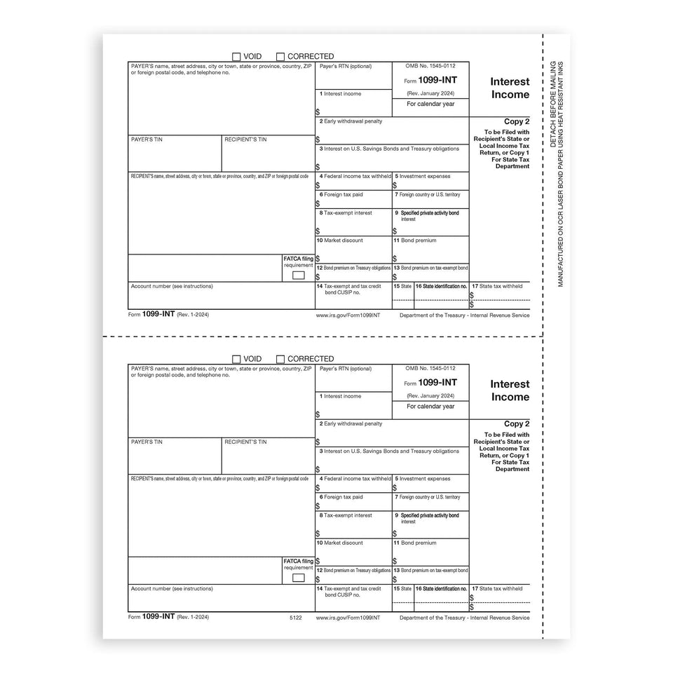 2024 Blue Summit Supplies Tax Forms, 1099 INT 4 Part Tax Forms Kit, 25-Count 1099 Forms Blue Summit Supplies 