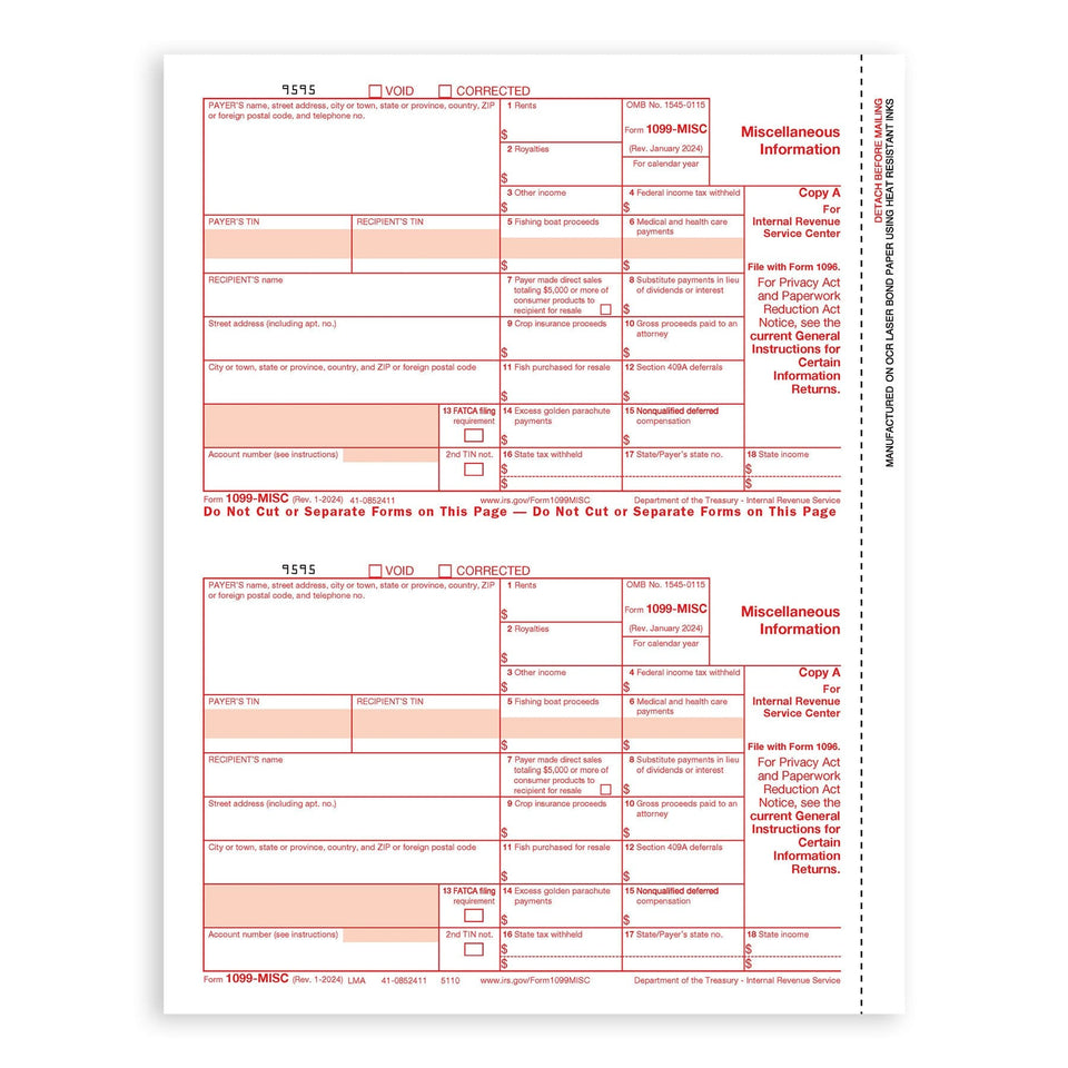 2024 Blue Summit Supplies Tax Forms, 1099 MISC 4 Part Tax Forms Bundle with Self Seal Envelopes, 50-Count 1099 Forms Blue Summit Supplies 