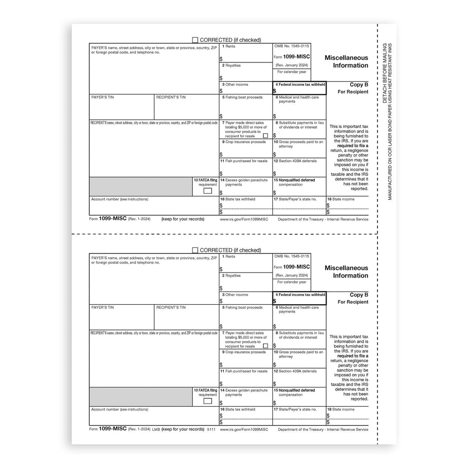 2024 Blue Summit Supplies Tax Forms, 1099 MISC 4 Part Tax Forms Bundle with Self Seal Envelopes, 50-Count 1099 Forms Blue Summit Supplies 