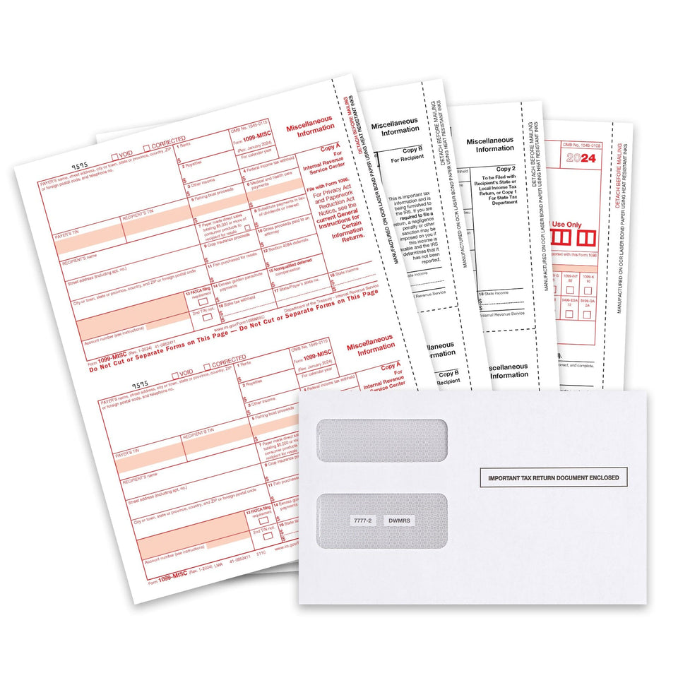 2024 Blue Summit Supplies Tax Forms, 1099 MISC 4 Part Tax Forms Bundle with Self Seal Envelopes, 50-Count 1099 Forms Blue Summit Supplies 