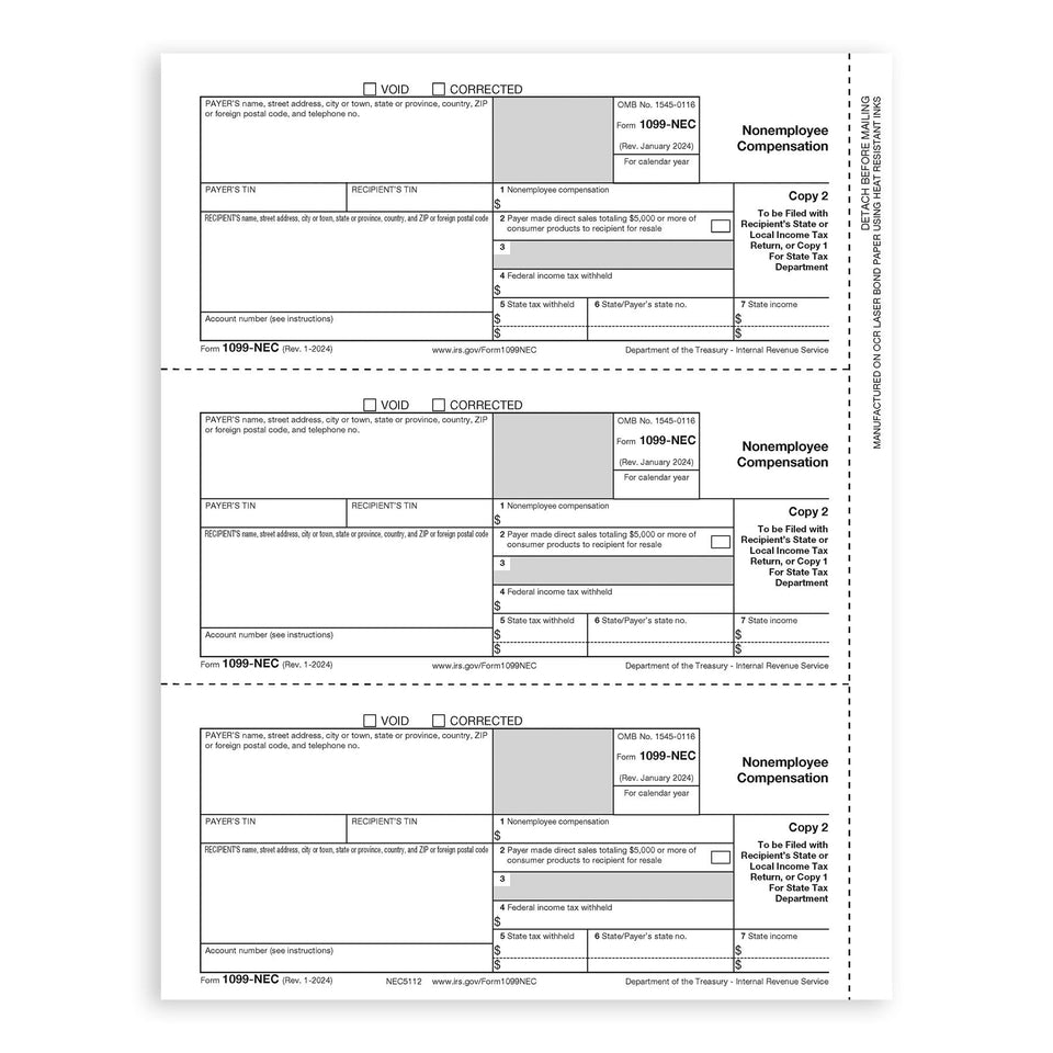 2024 Blue Summit Supplies Tax Forms, 1099-NEC 5-Part Tax Form KIT, 50-Pack 1099 Forms Blue Summit Supplies 