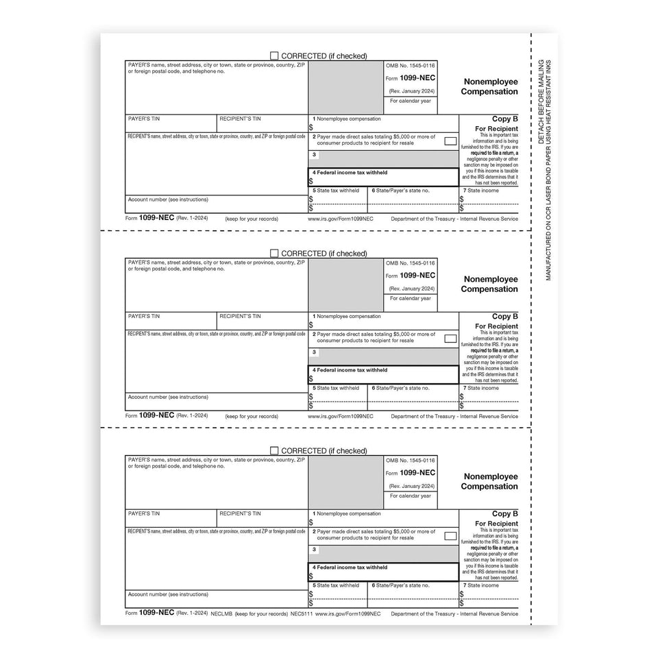 2024 Blue Summit Supplies Tax Forms, 1099-NEC 5-Part Tax Form KIT, 50-Pack 1099 Forms Blue Summit Supplies 