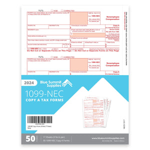 2024 Blue Summit Supplies Tax Forms, 1099-NEC Copy A Forms, 50-Pack (17 Sheets) 1099 Forms Blue Summit Supplies 