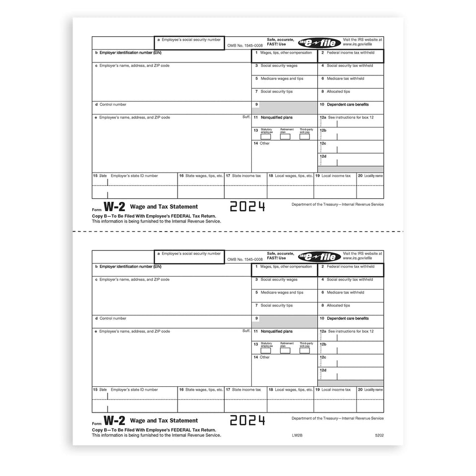 2024 Blue Summit Supplies Tax Forms, W2 6-Part Tax Forms Kit, 50 Count W2 Forms Blue Summit Supplies 