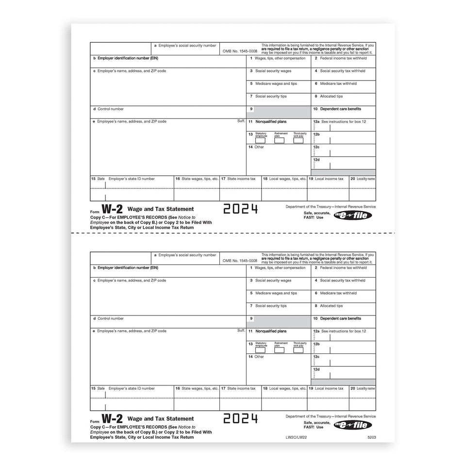 2024 Blue Summit Supplies Tax Forms, W2 6 Part Tax Forms Bundle with Software and Self Seal Envelopes, 50-Count W2 Forms Blue Summit Supplies 