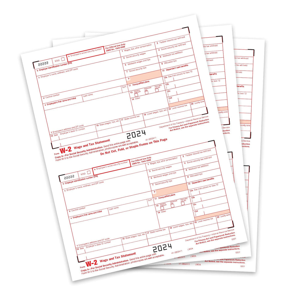 2024 Blue Summit Supplies Tax Forms, W2 Copy A Forms, 50-Pack (25 Sheets) W2 Forms Blue Summit Supplies 