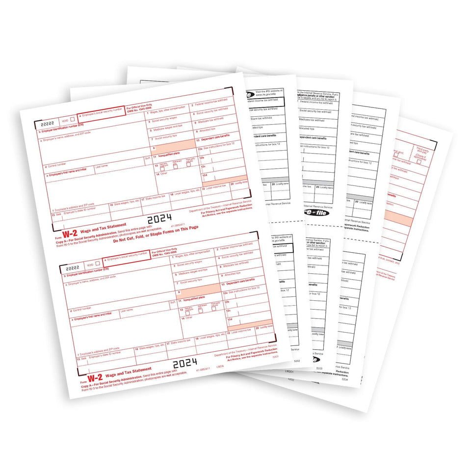 2024 Blue Summit Supplies Tax Forms, W2 6 Part Tax Forms Kit, 25 Count W2 Forms Blue Summit Supplies 