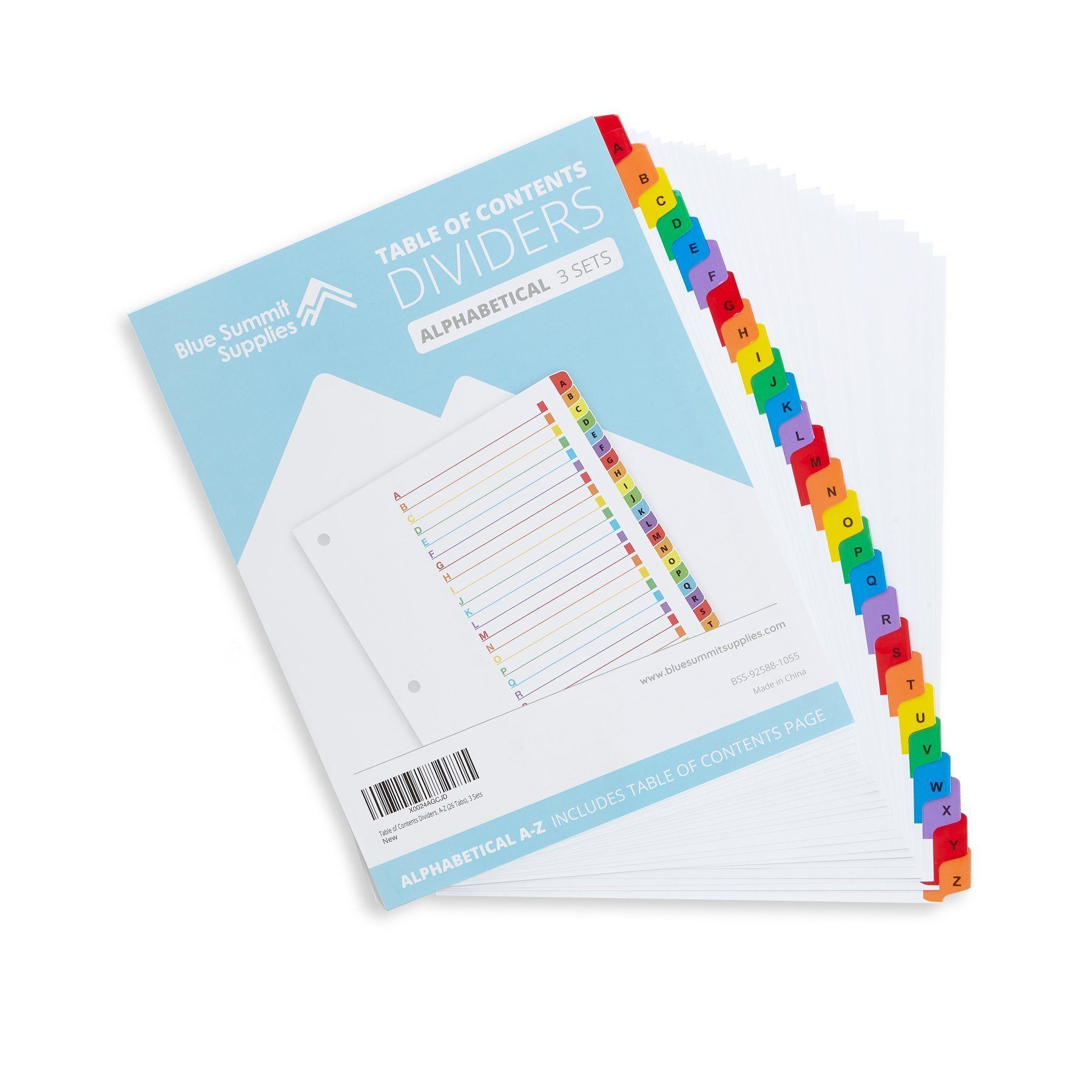 Blue Summit Supplies Index Dividers, 26-Tab A-Z, White, 78 Dividers