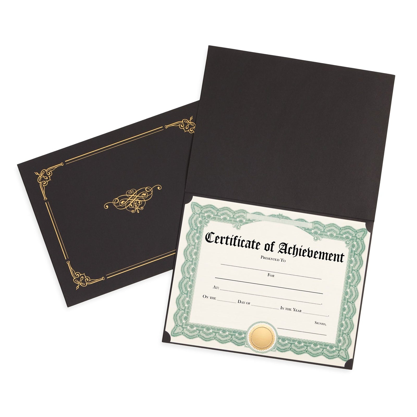 Blue Summit Supplies Black Award Certificate Holders With Gold Foil, L