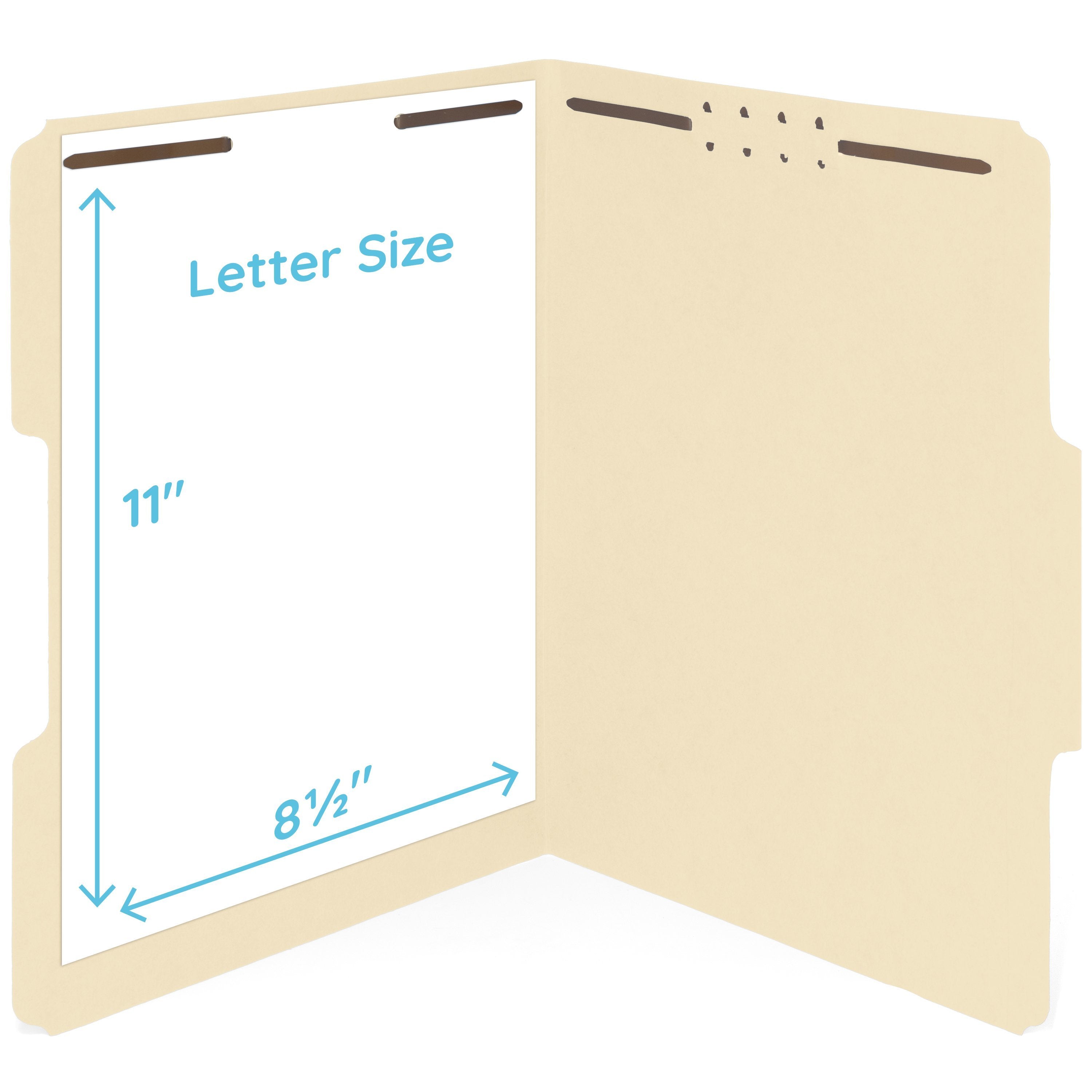 Blue Summit Supplies Fastener Folders, Reinforced, Letter, 1/3 Tab, Manila,  50 Pack